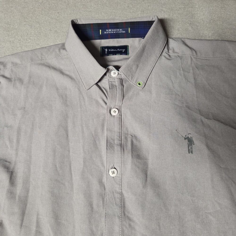 William Murray Golf Shirt Mens Large Grey Long Sleeve Performance Stretch Vented
